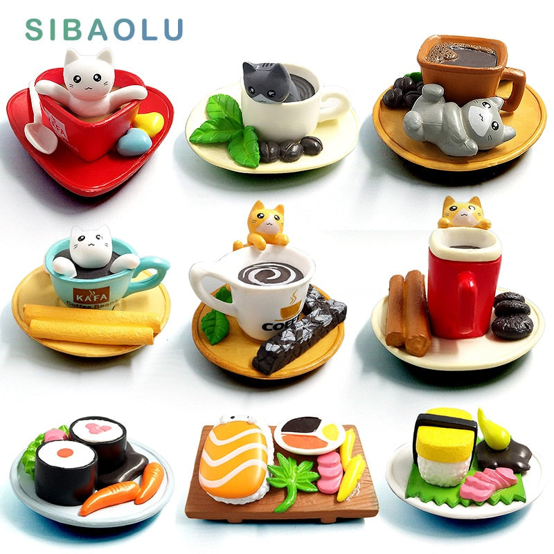 Kawaii cute sushi Dessert Cat figurine mini animal home decor miniature fairy garden decoration accessories modern Bonsai figure